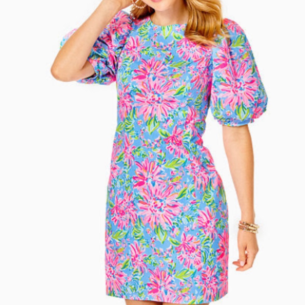 ❤️ NWT Lilly Pulitzer Puff Sleeve Dress - Size 4 - Roni Short Sleeve Stre